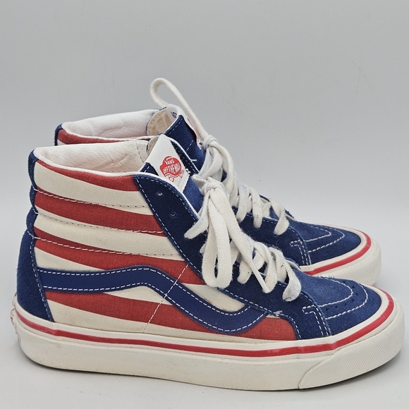 Vans sk8hi red / white / blue patriotic vans mens size 5 / womens 6.5 - Picture 4 of 16